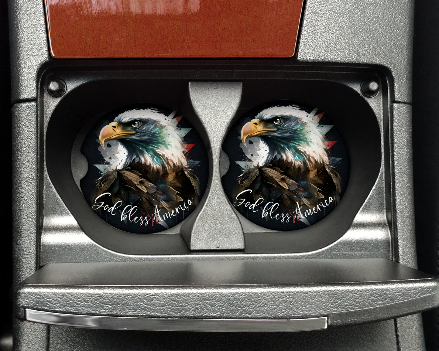 God Bless America Bald Eagle Car Coaster
