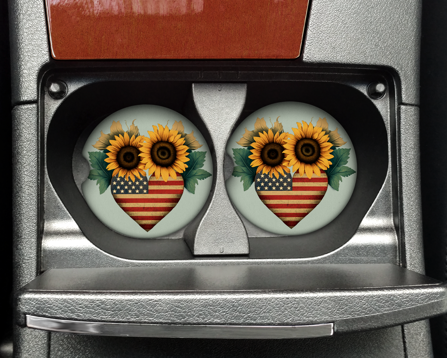 Sunflower Heart Car Coaster