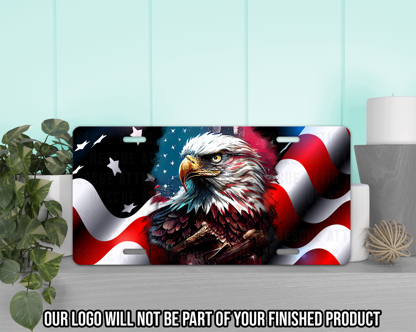 Bald Eagle American Flag Vanity Tag