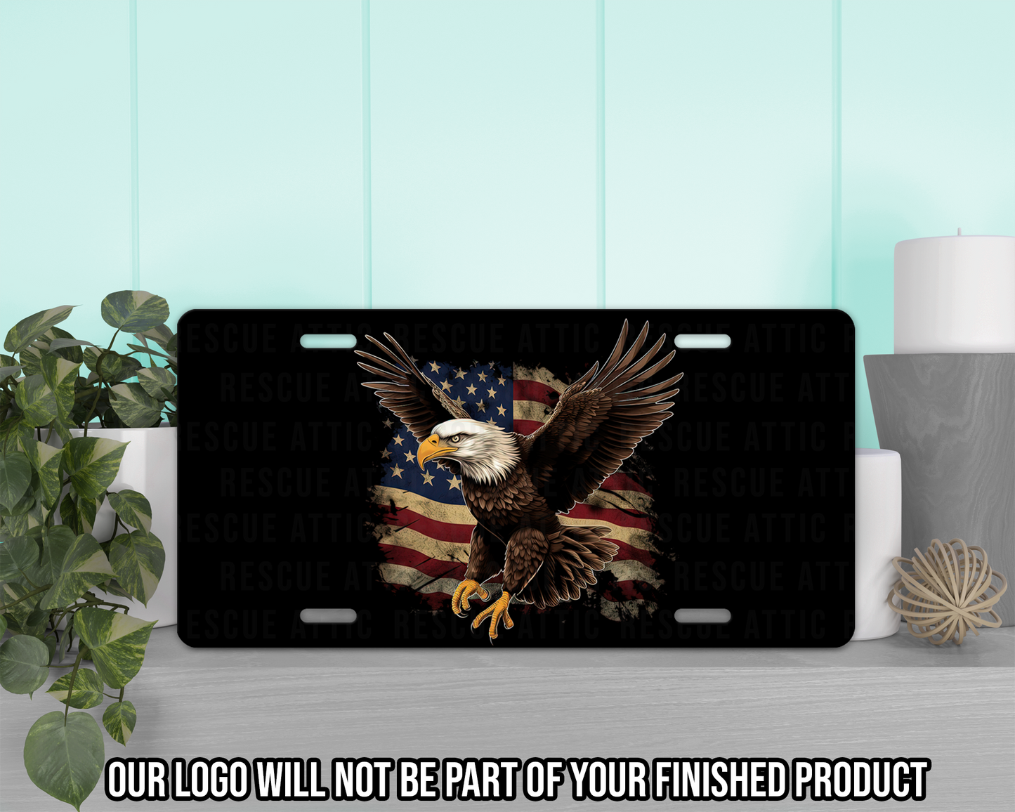 Bald Eagle American Flag Vanity Tag