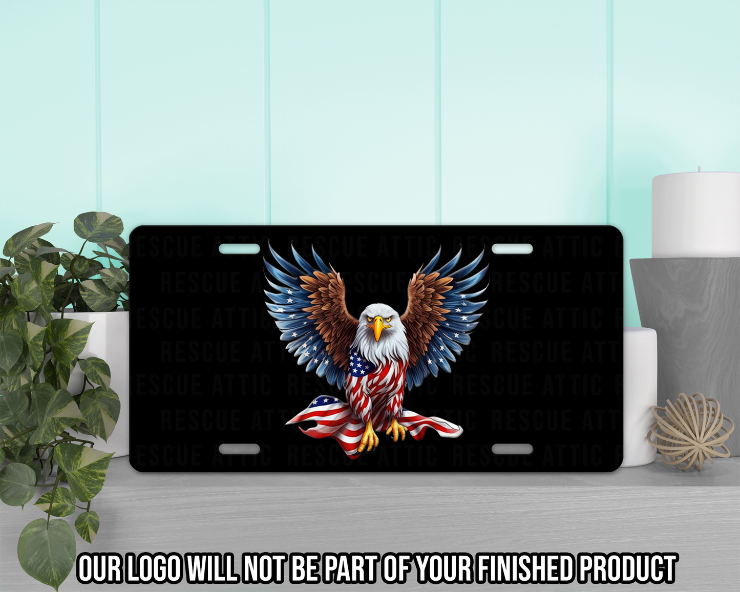 Bald Eagle American Flag Vanity Tag