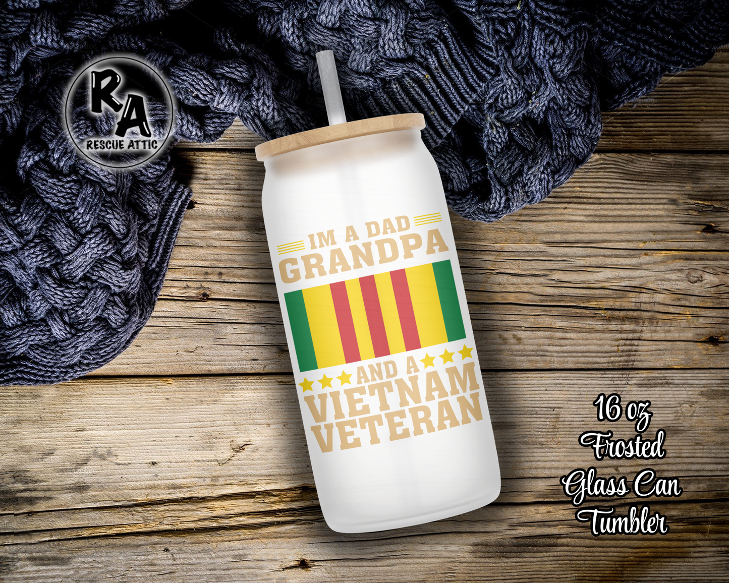 Grandpa Vietnam Veteran Glass Can Tumbler