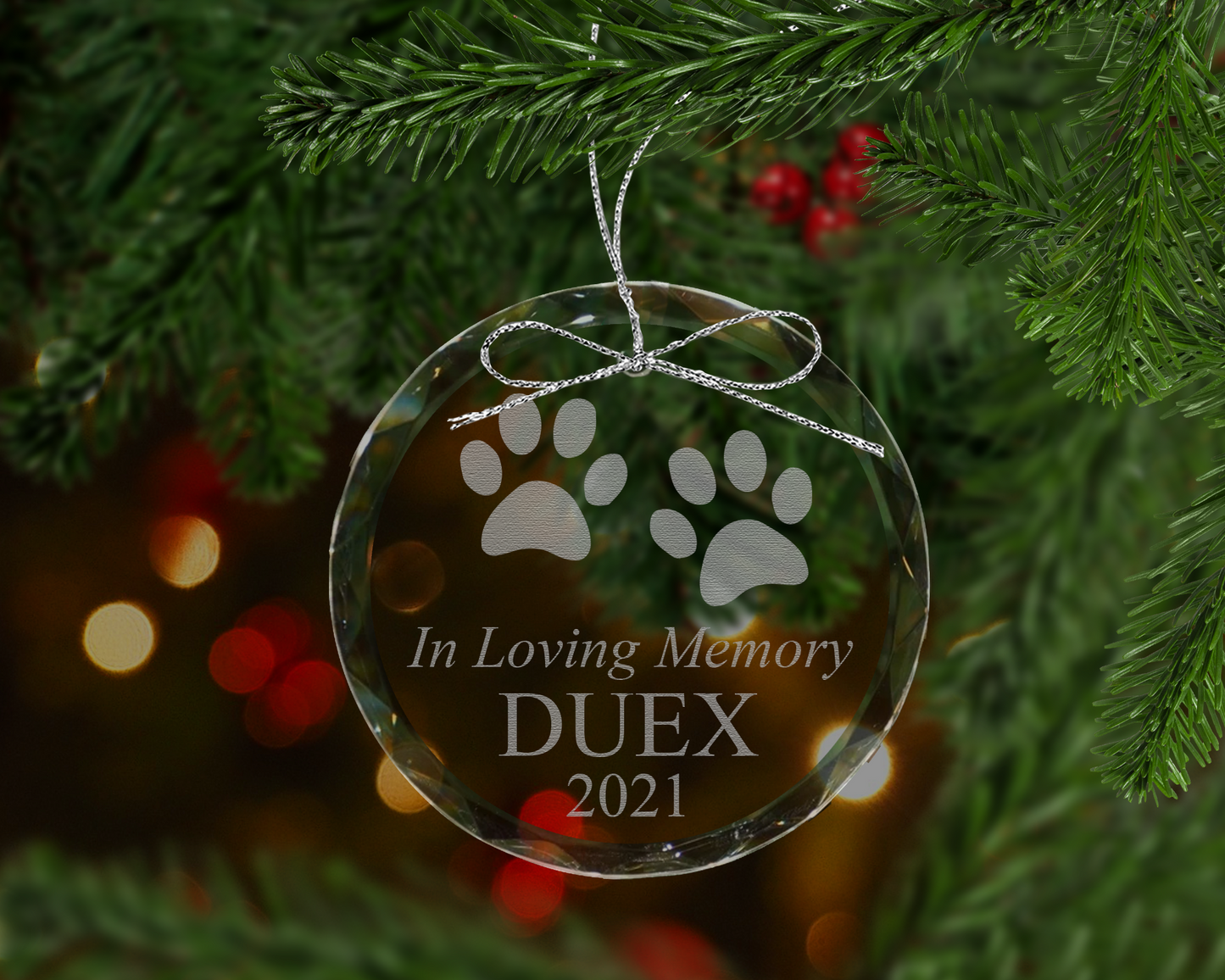 Paw Print Memorial Crystal Ornament