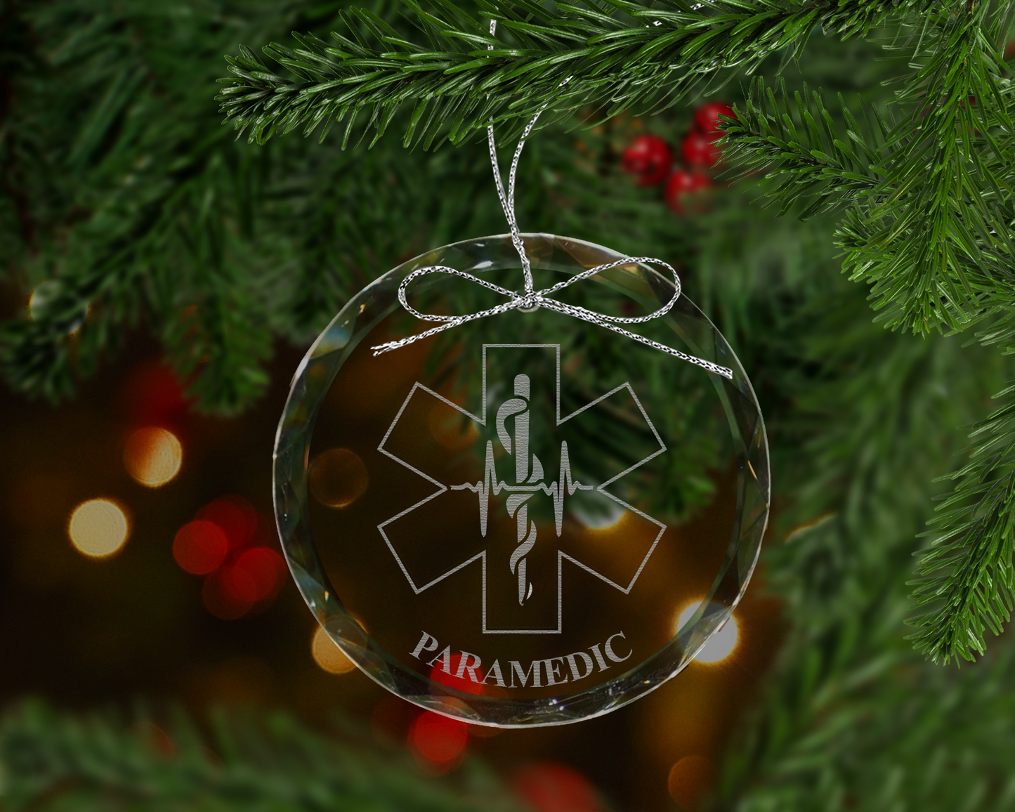 Paramedic Star of Life Crystal Ornament