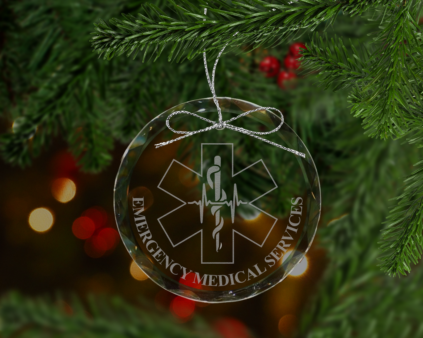 Emergency Medical Services Star of Life Crystal Ornament