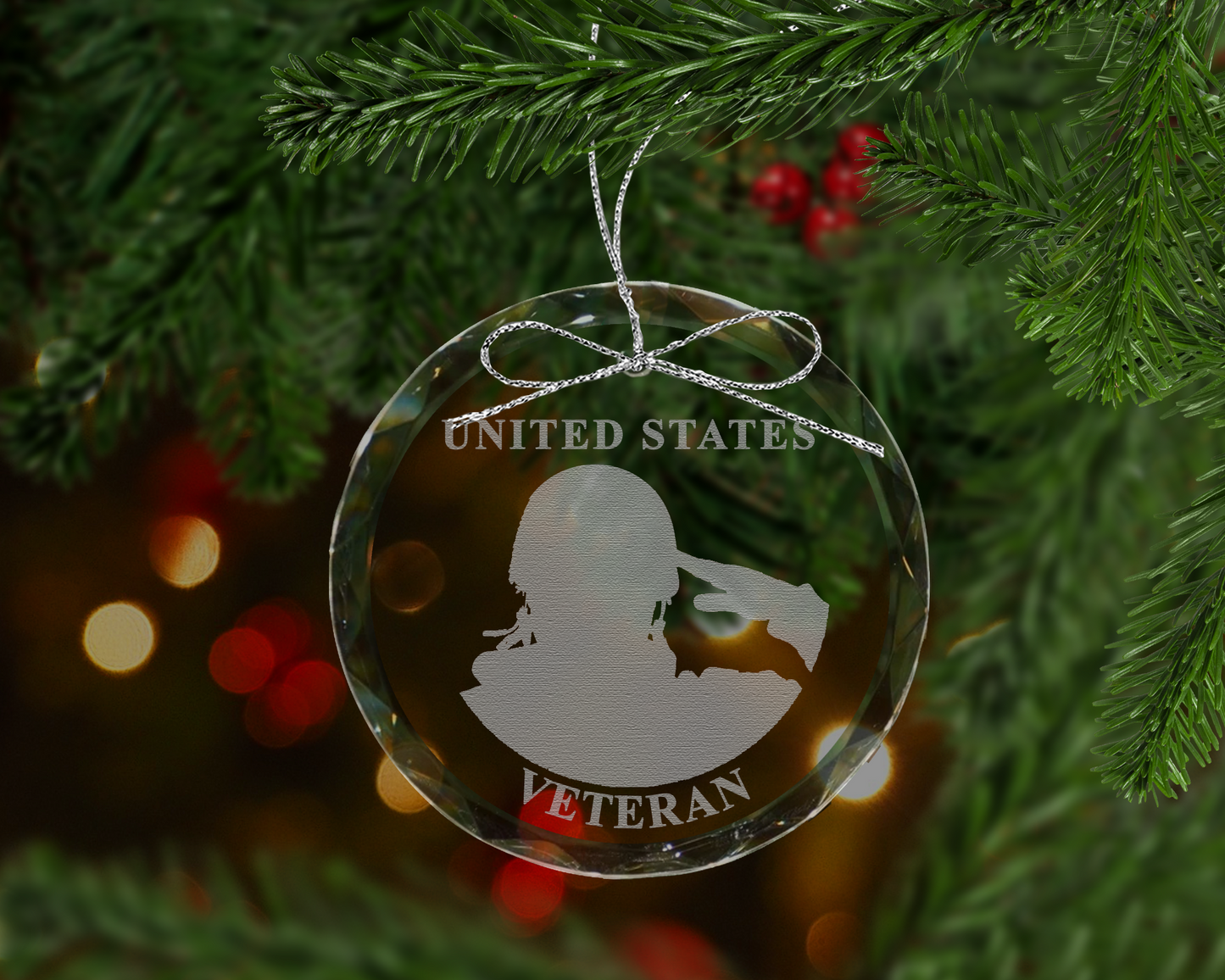 United States Veteran Crystal Ornament