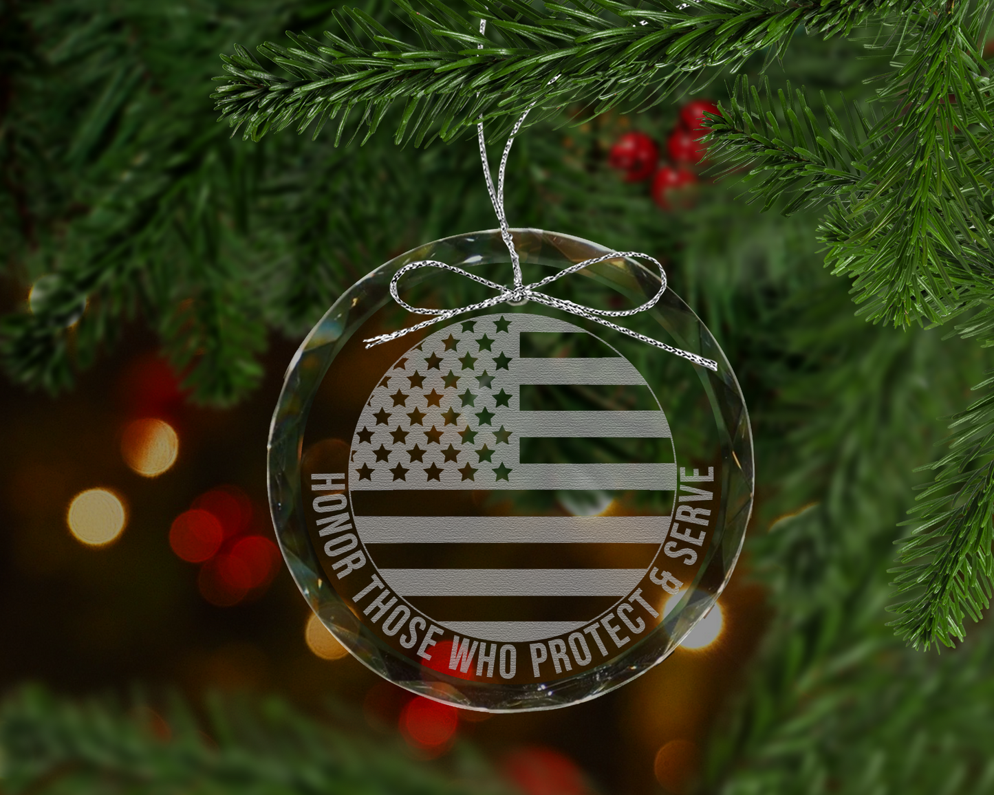 Honor Those Who Protect & Serve Crystal Ornament