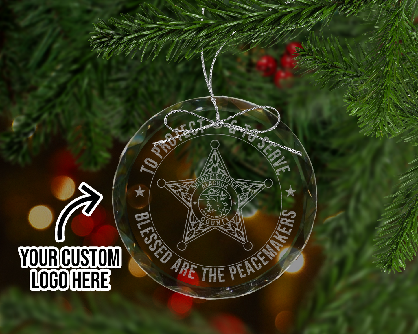 To Protect & Serve Custom Logo Crystal Ornament