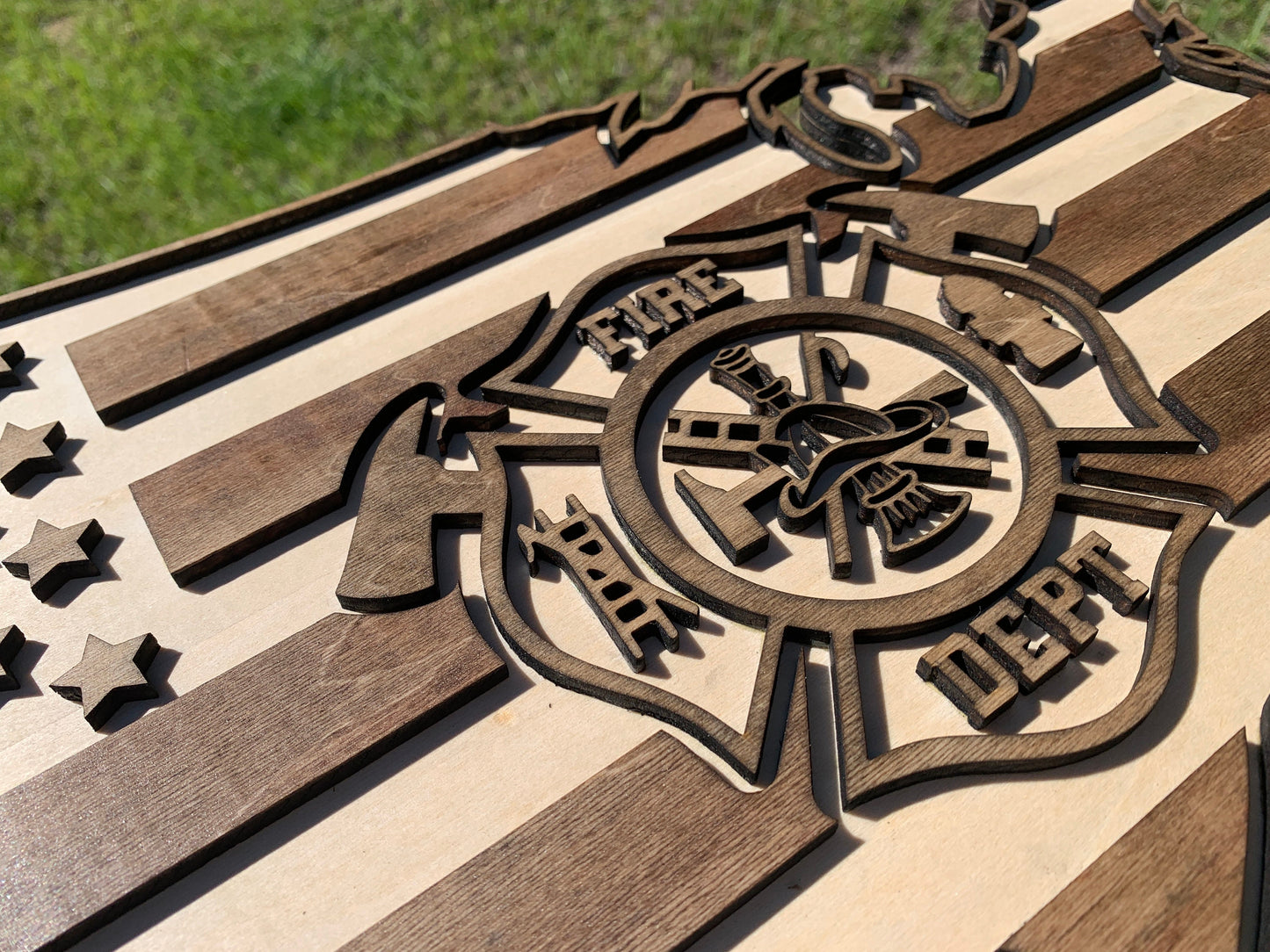 US Flag Fire Rescue Maltese Cross