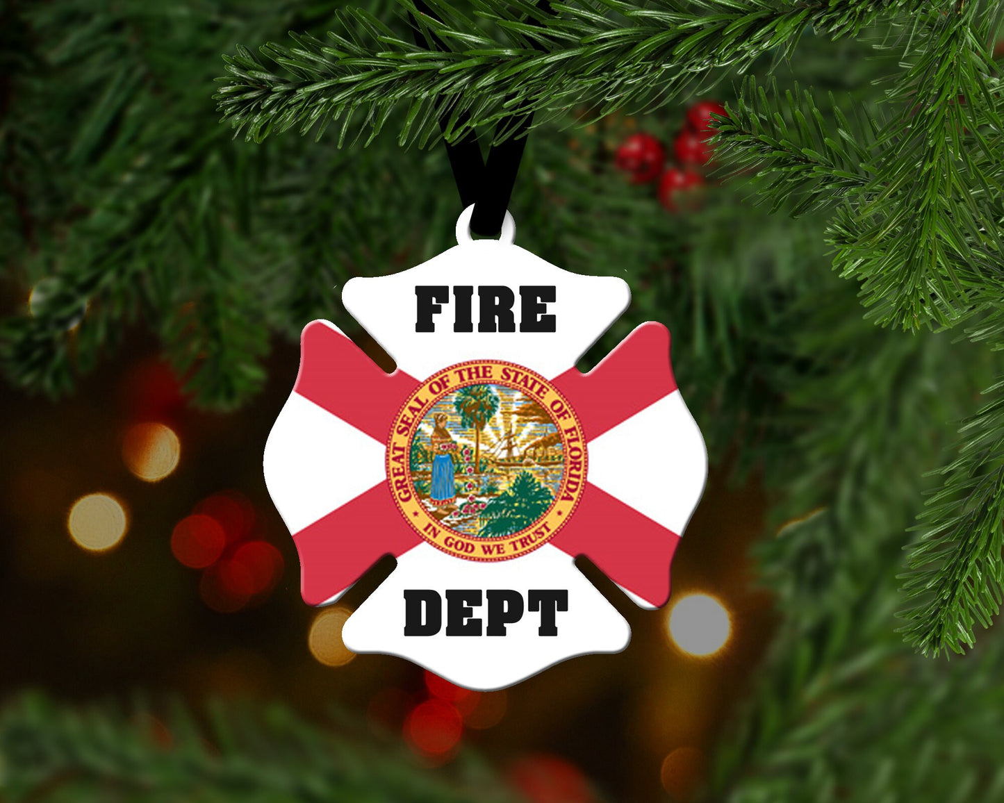 Florida State Flag Maltese Cross Christmas Ornament