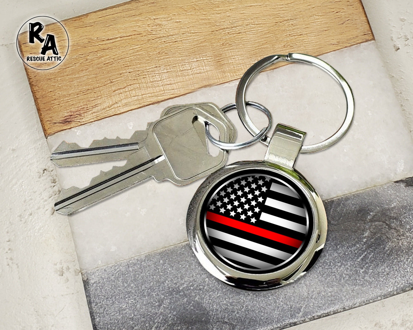 Thin Red Line Flag Firefighter Keychain