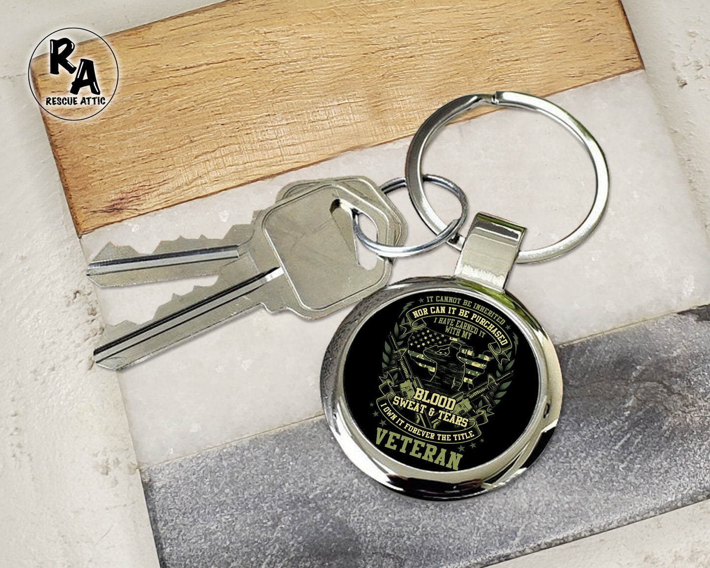 Veteran Keychain - Blood Sweat & Tears