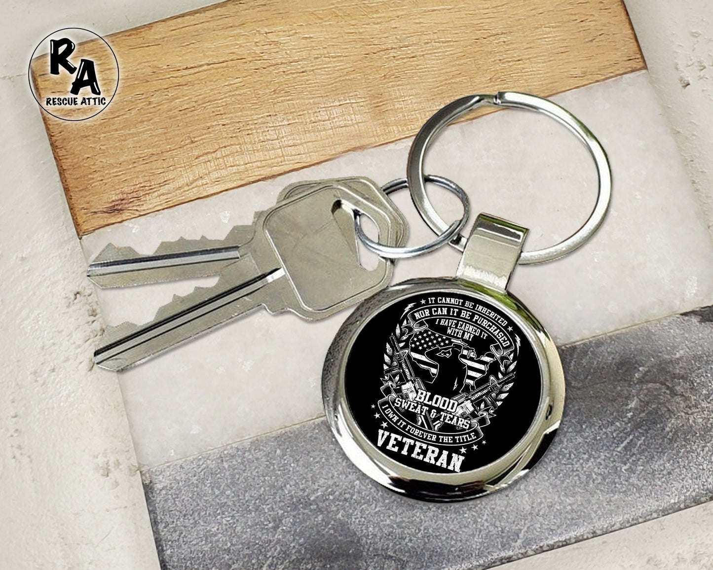 Veteran Keychain - Blood Sweat & Tears