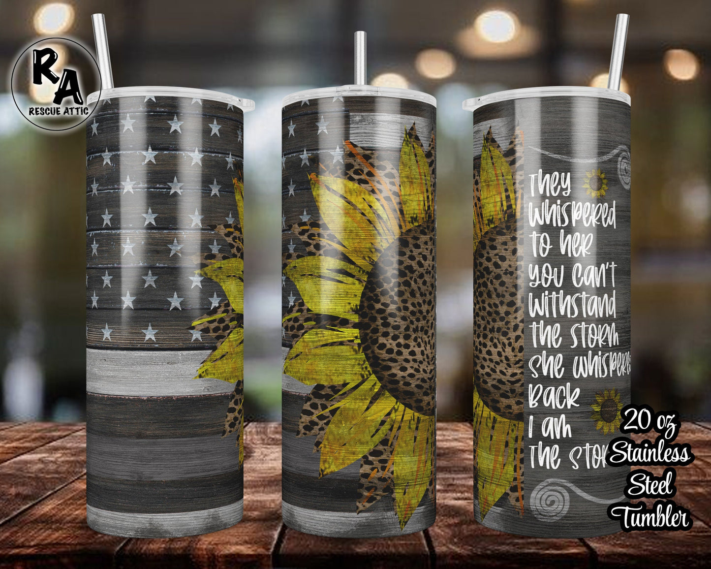 Thin Gray Line Sunflower 20oz Skinny Tumbler