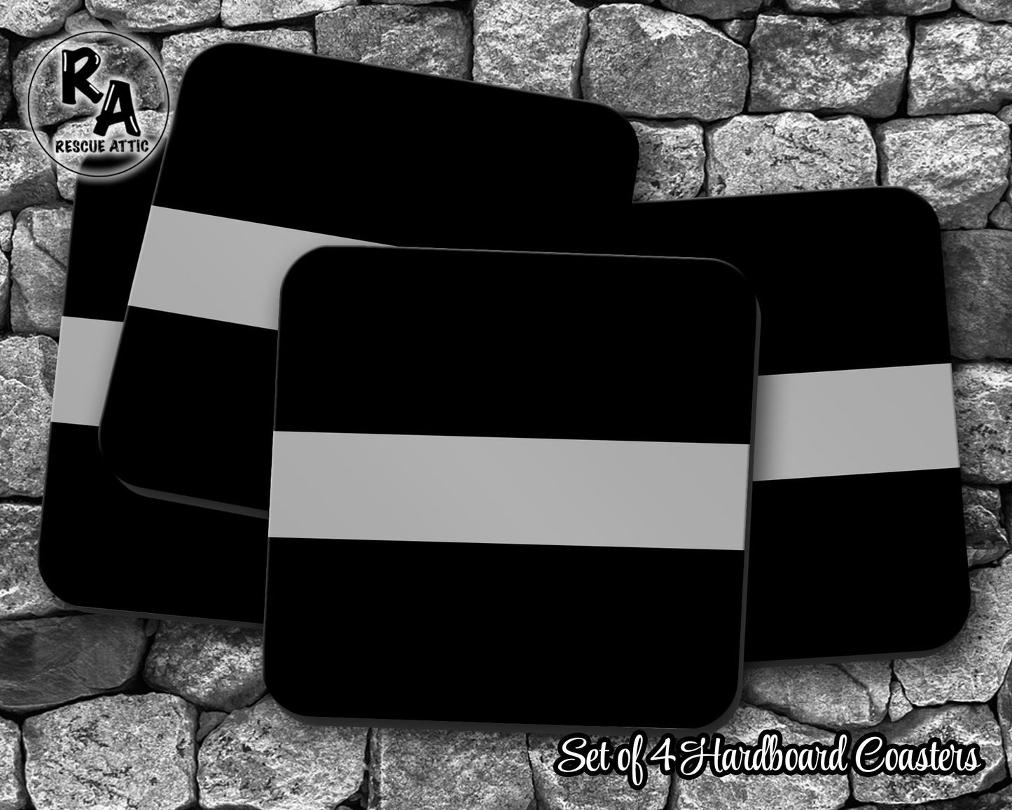 Thin Silver Line Drink Coasters