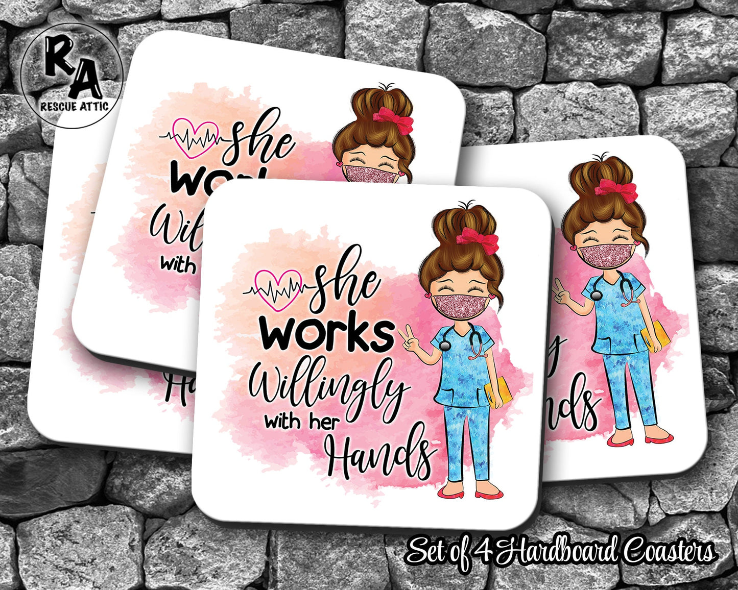 She Works Willingly With Her Hands Drink Coasters