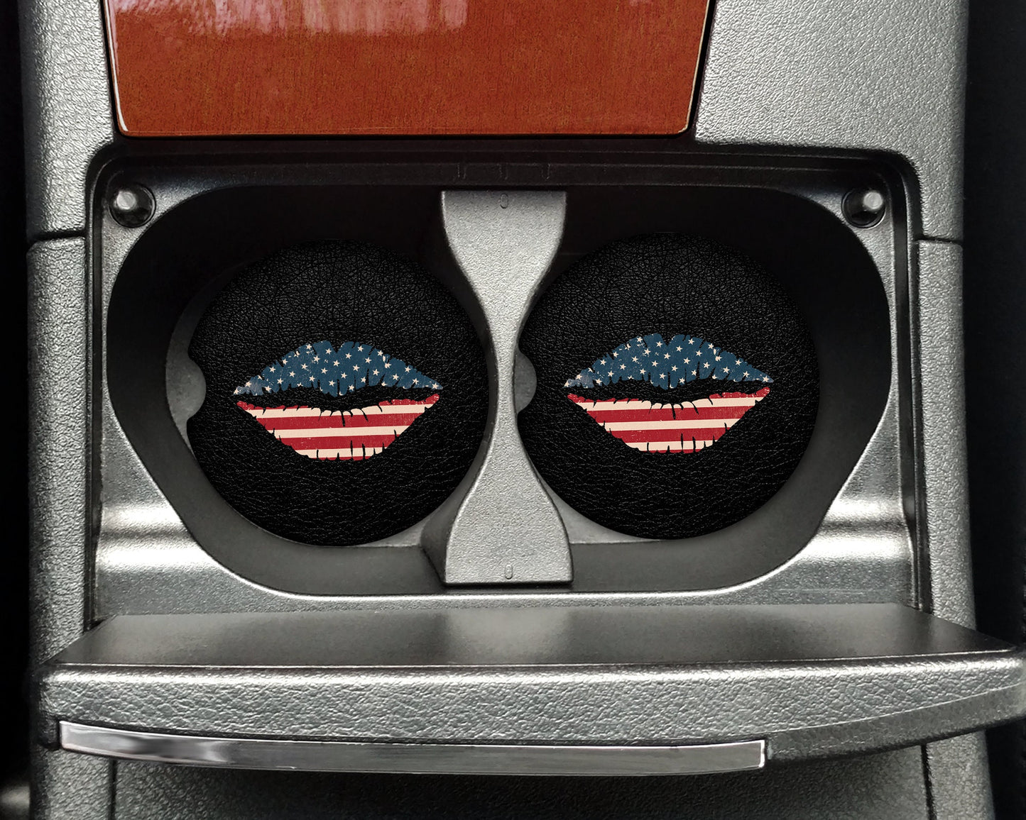 American Flag Lips Car Coaster