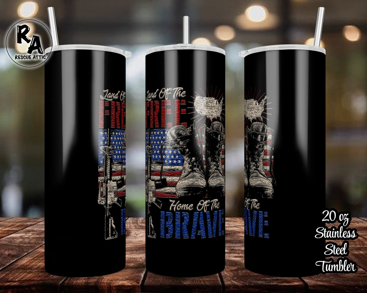 Land of the Free Home of the Brave 20oz Skinny Tumbler