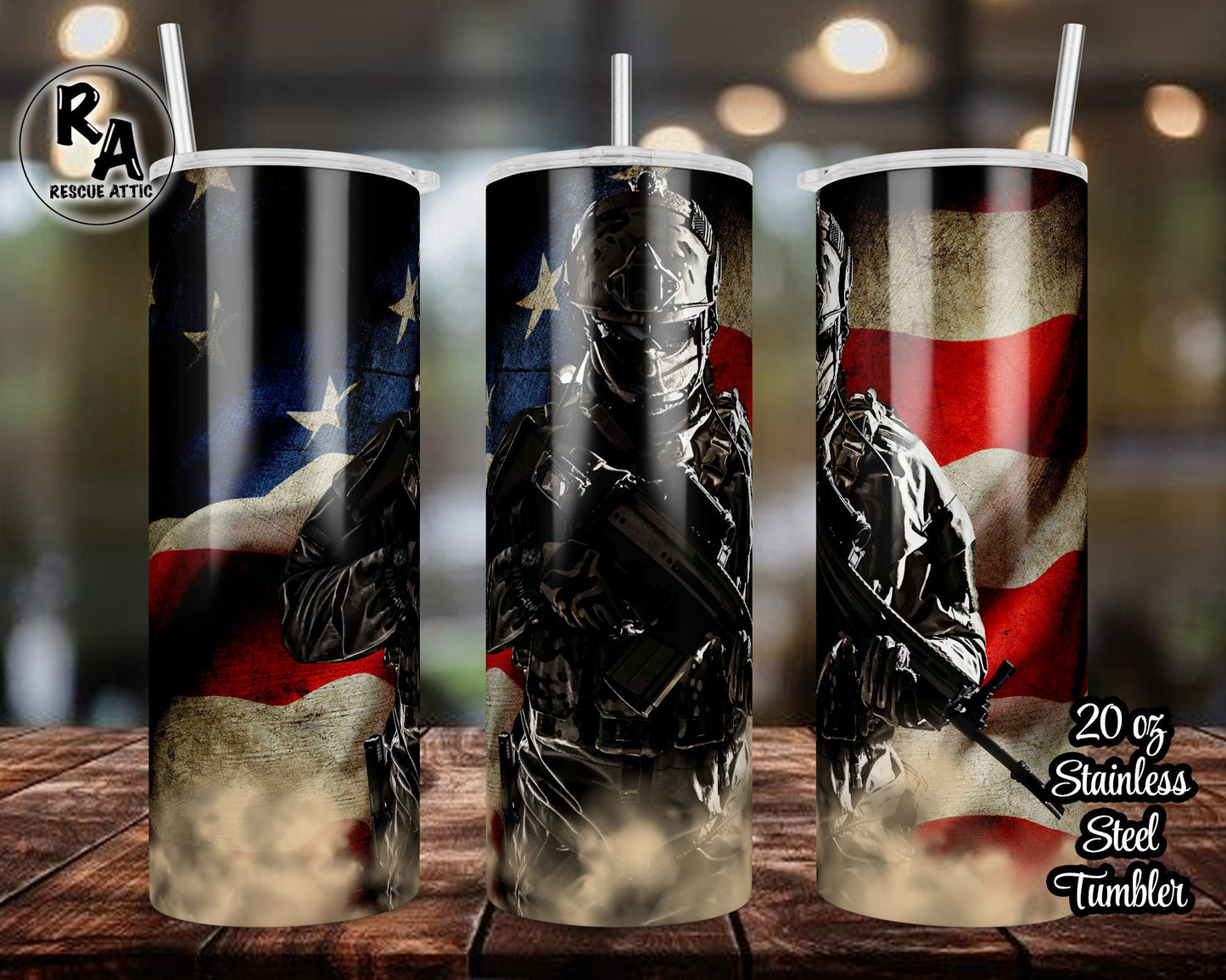 Soldier with American Flag