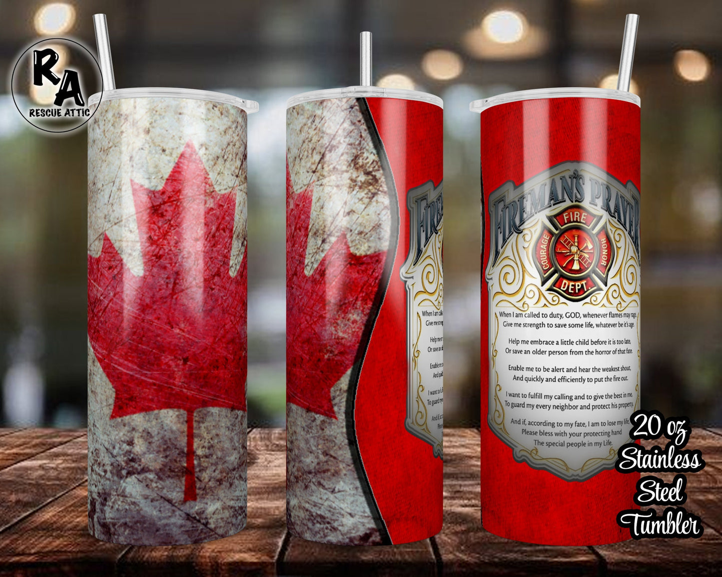 Canadian Firefighters Prayer 20oz Skinny Tumbler