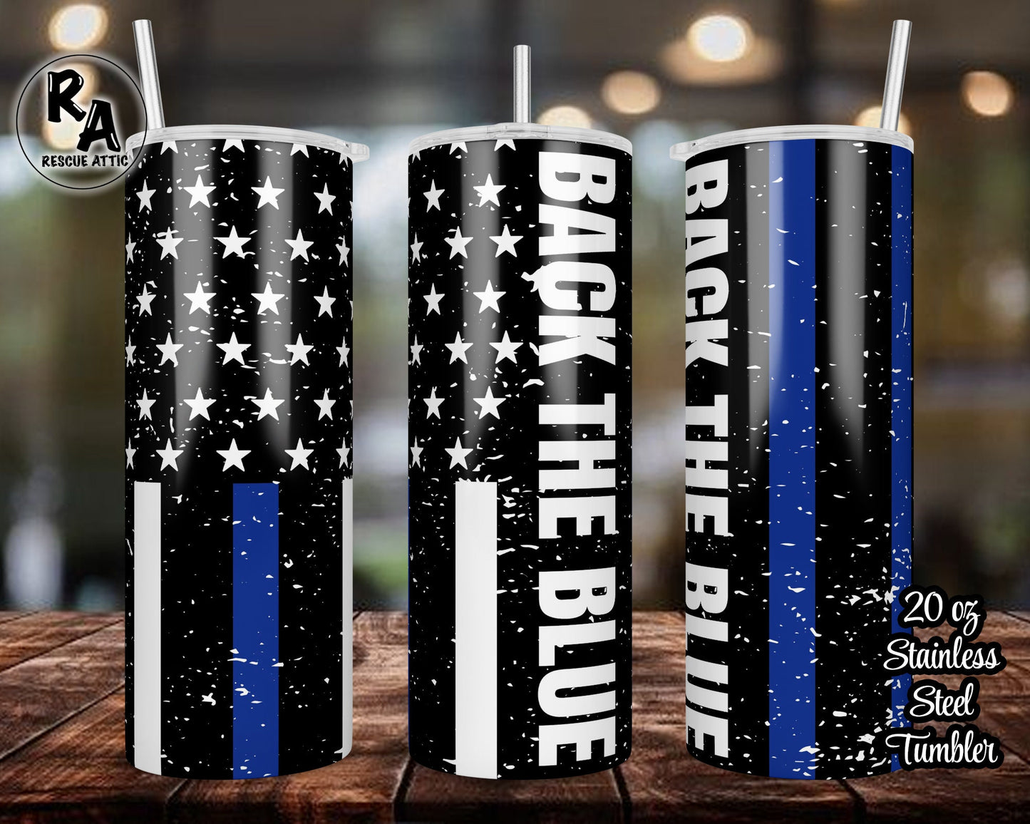 Back The Blue Thin Blue Line 20oz Skinny Tumbler