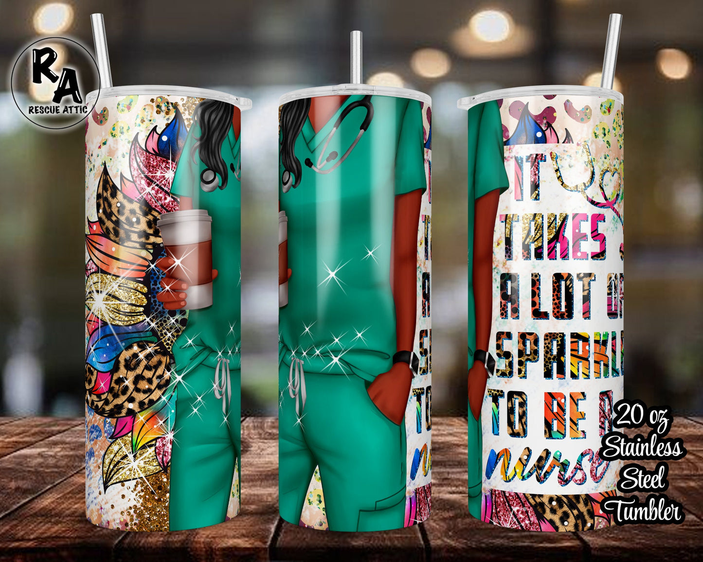 It Takes A Lot of Sparkle To Be a Nurse 20oz Skinny Tumbler