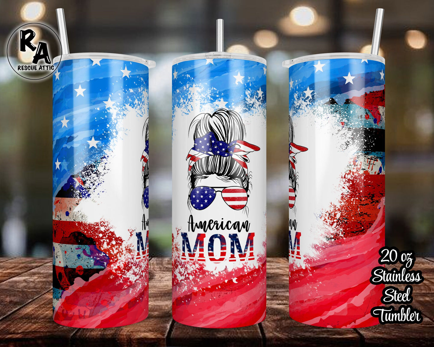 American Mom Patriotic 20oz Skinny Tumbler