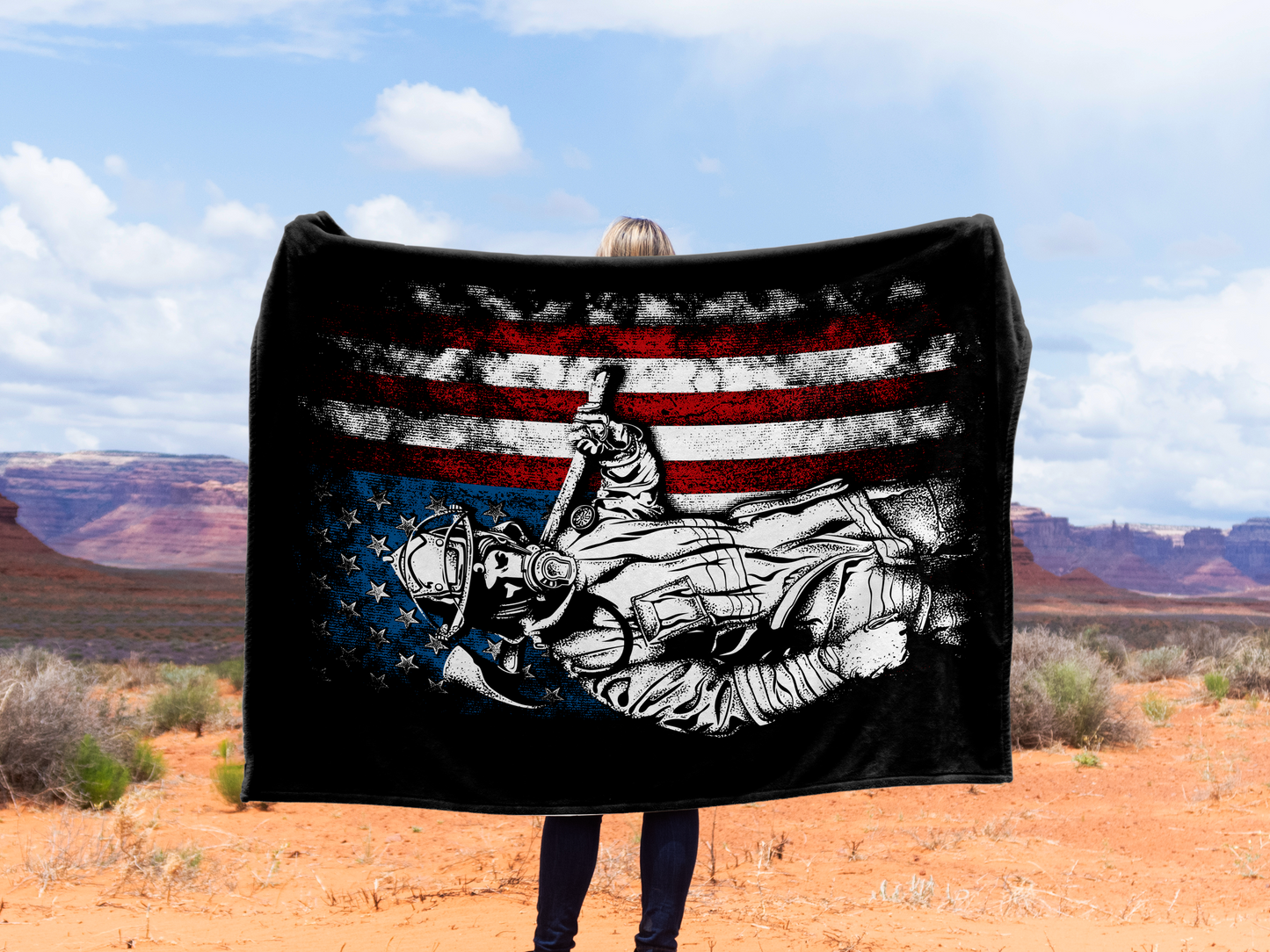 American Firefighter Plush Velveteen Blanket