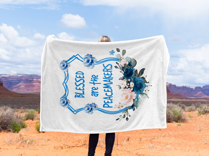 Blessed Are The Peacemakers Floral Plush Velveteen Blanket