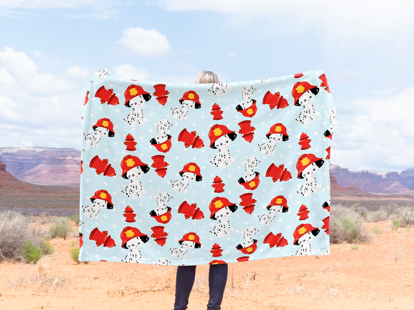Dalmatian Firefighter Plush Velveteen Blanket