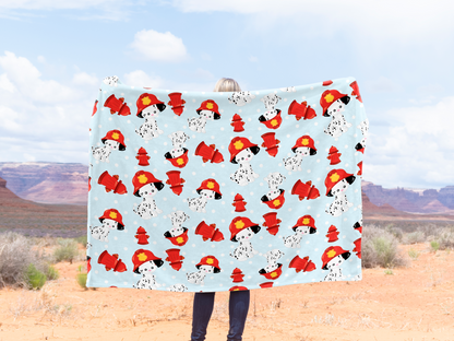 Dalmatian Firefighter Plush Velveteen Blanket