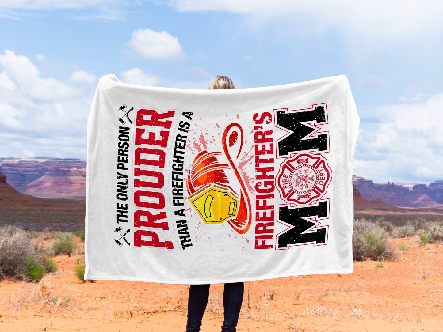 Nobody Prouder Than a Firefighter Mom Plush Velveteen Blanket
