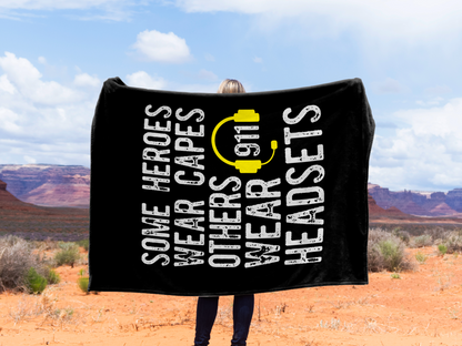 Some Heroes Wear Headsets Plush Velveteen Blanket