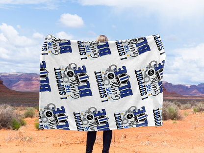 I Support The Guys In Blue Plush Velveteen Blanket