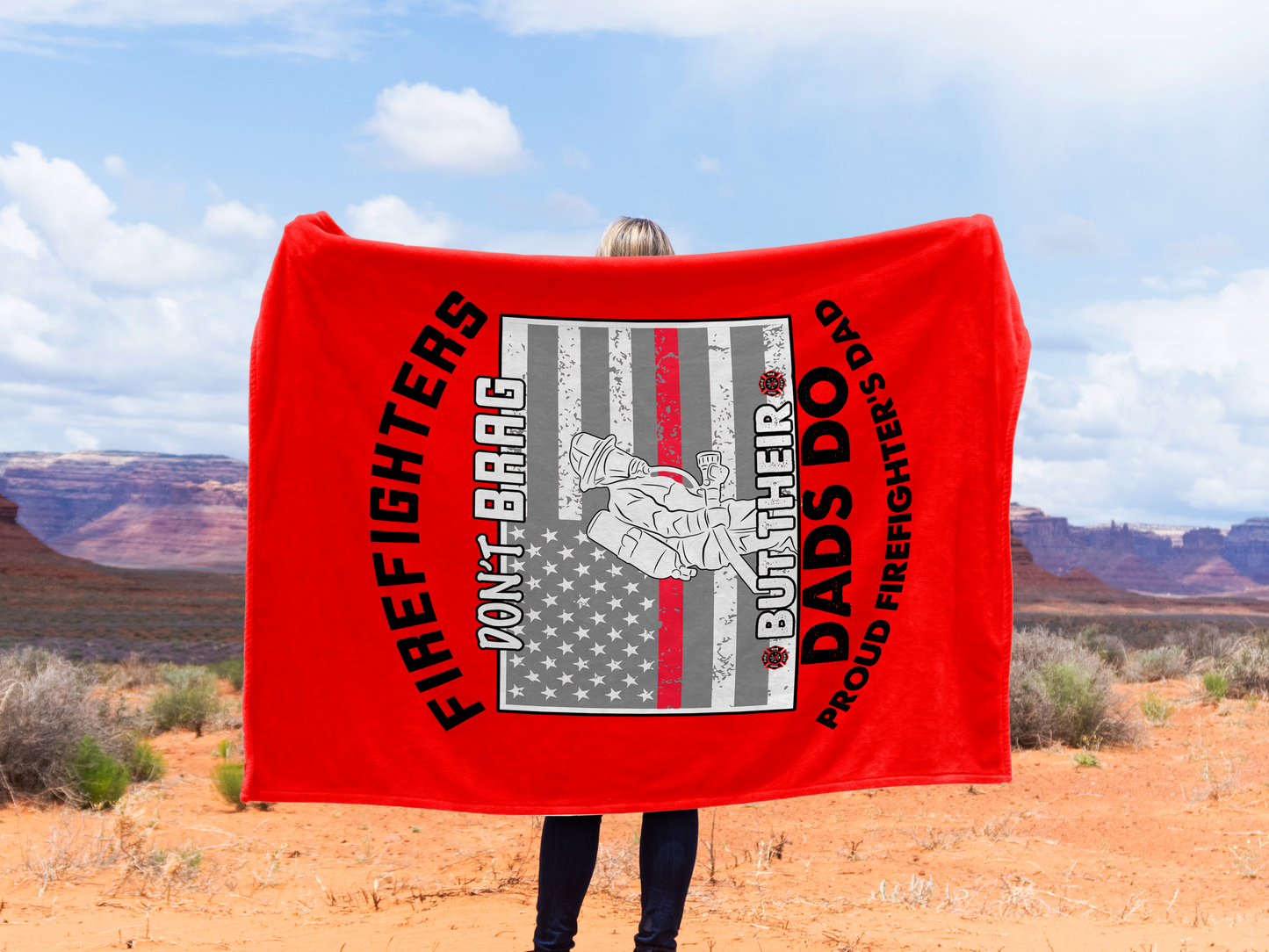 Firefighter Dad Plush Velveteen Blanket