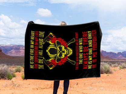 Love My Firefighter Plush Velveteen Blanket