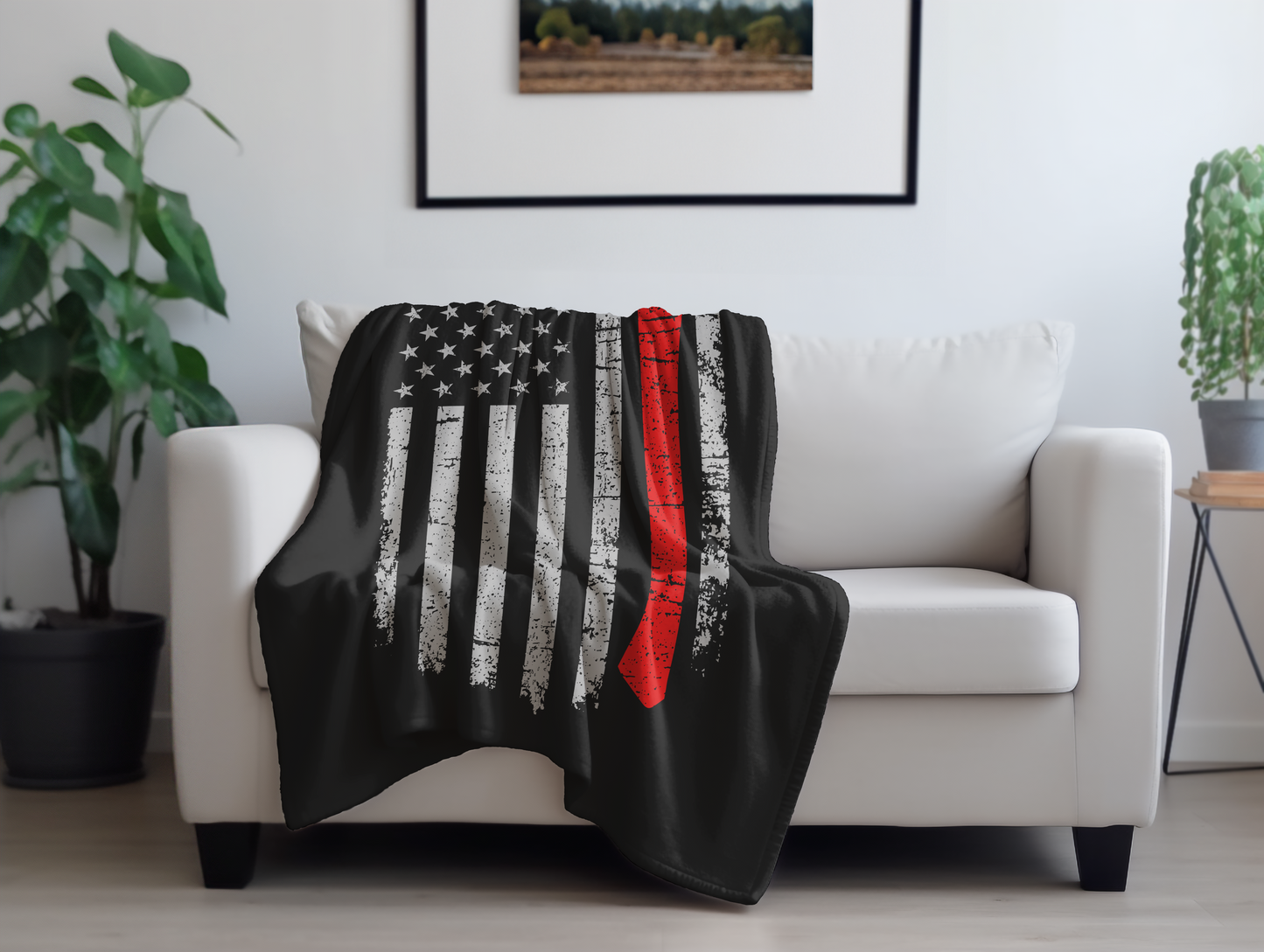 Red Line Axe Flag Plush Velveteen Blanket