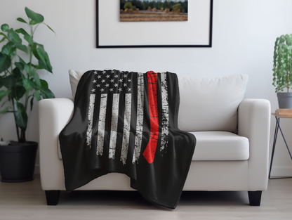 Red Line Axe Flag Plush Velveteen Blanket