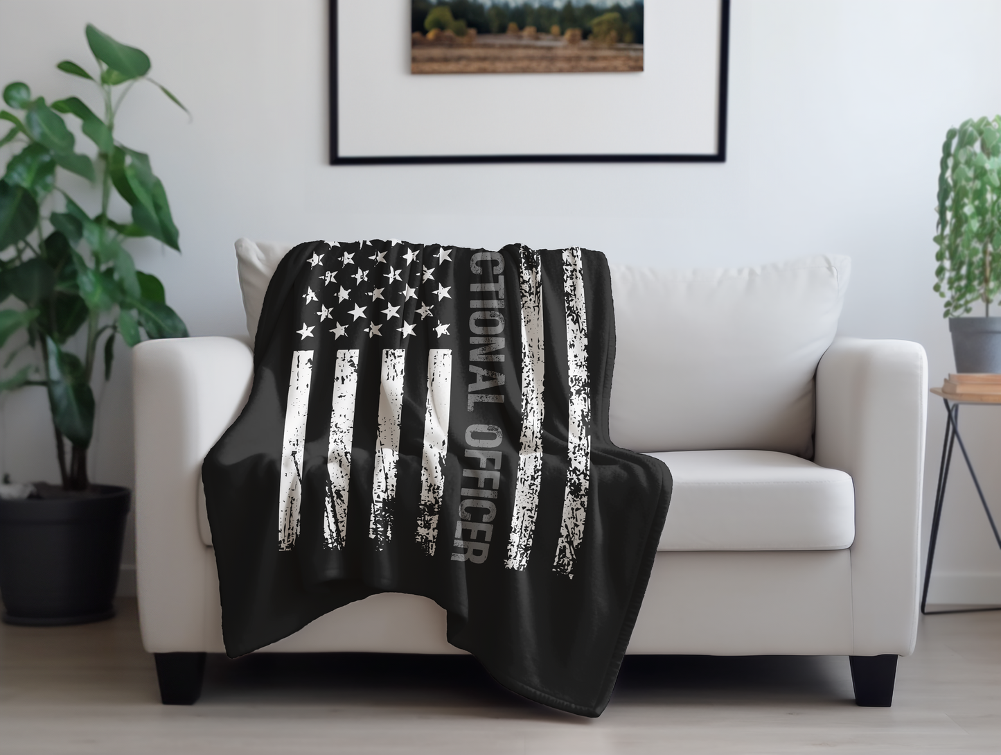 Correctional Officer Thin Line Plush Velveteen Blanket