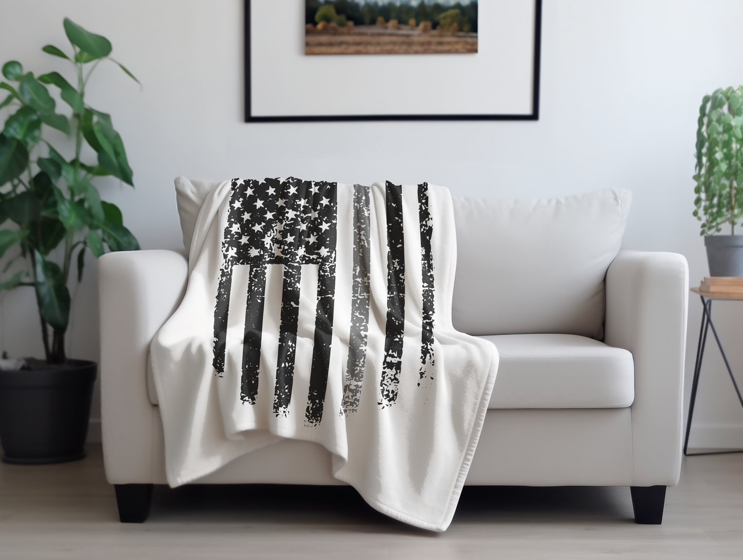 Retired Gray Line Plush Velveteen Blanket