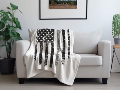Retired Gray Line Plush Velveteen Blanket
