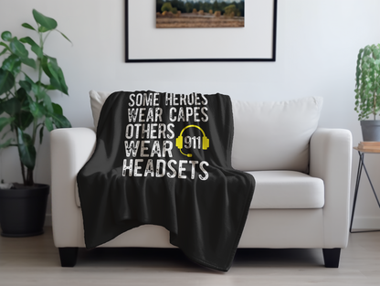 Some Heroes Wear Headsets Plush Velveteen Blanket