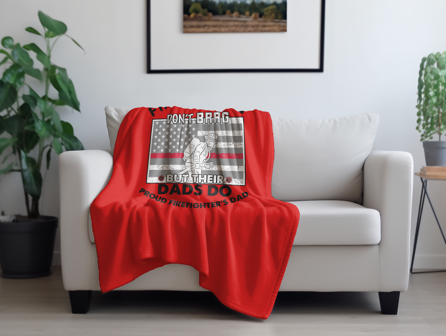 Firefighter Dad Plush Velveteen Blanket