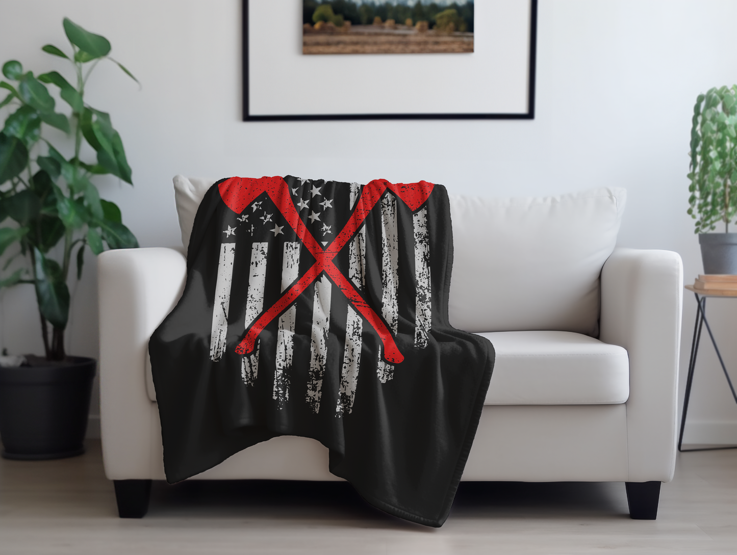 Firefighter Crossed Axes Plush Velveteen Blanket