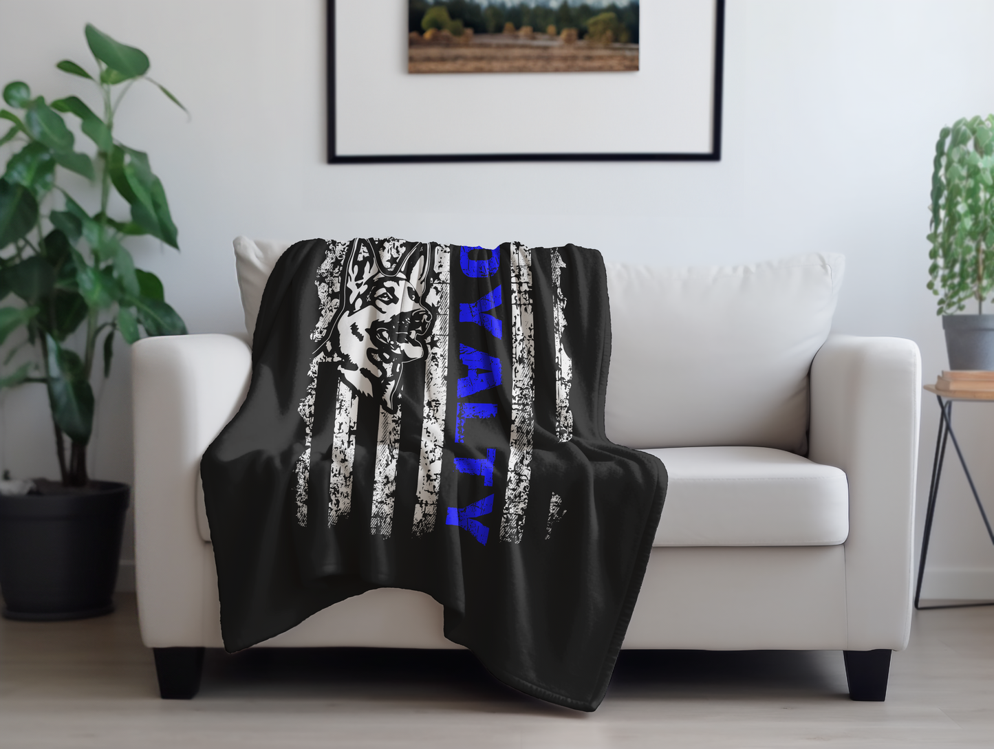 K9 Loyalty Blue Line Plush Velveteen Blanket