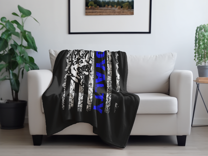 K9 Loyalty Blue Line Plush Velveteen Blanket