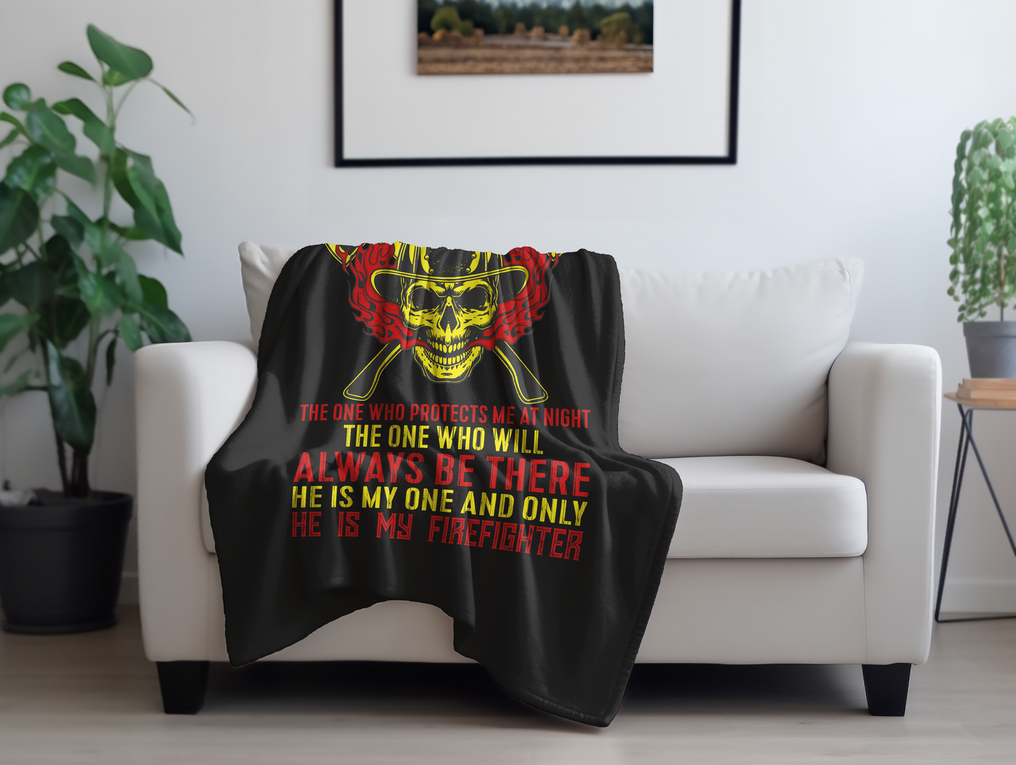 Love My Firefighter Plush Velveteen Blanket