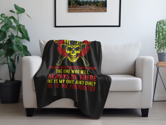 Love My Firefighter Plush Velveteen Blanket