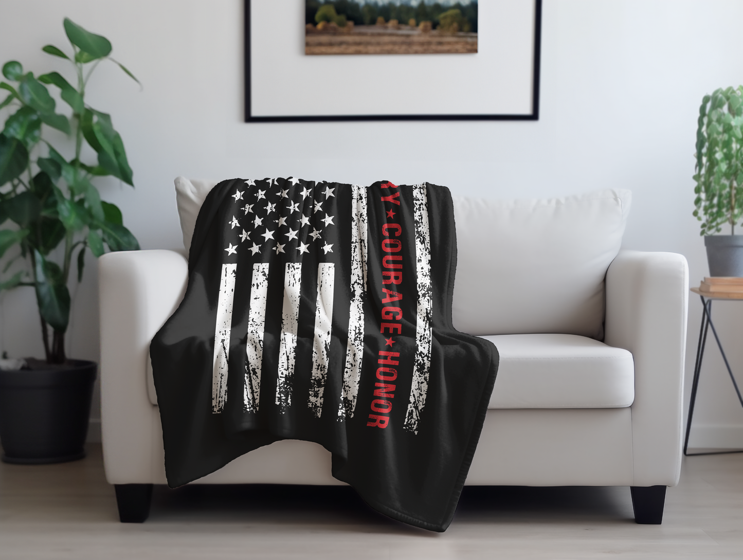 Bravery Courage Honor Firefighter Plush Velveteen Blanket