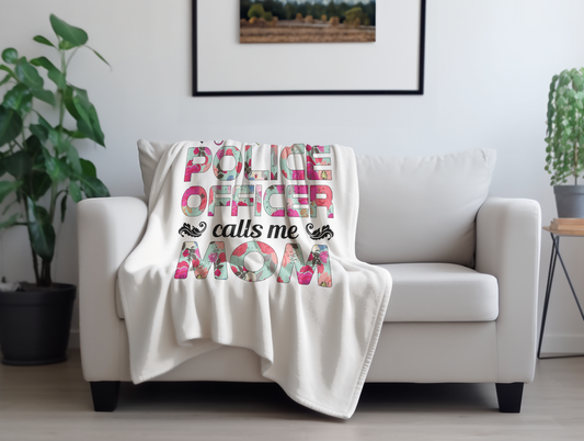 My Favorite Police Officer Calls Me Mom Plush Velveteen Blanket